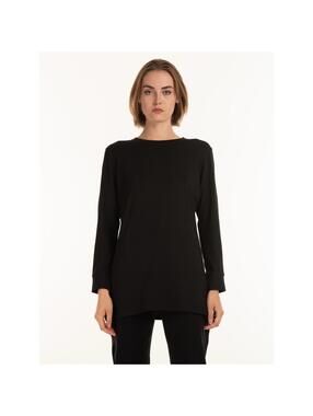 COS Women’s Long Sleeve Knit Zip Back Peplum Tunic in Black-Size 10